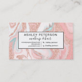 Goudglitter koraal grijze pastelmarmer van modern  visitekaartje (Achterkant)