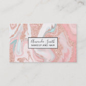 Goudglitter koraal grijze pastelmarmer van modern  visitekaartje (Voorkant)