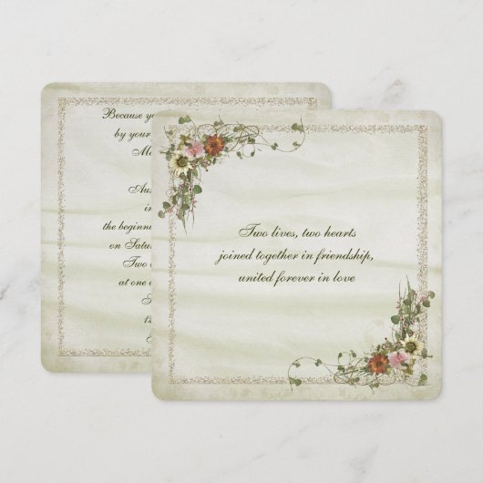 Goudglitter lijst met bloemkoolbriet kaart (Voorkant / Achterkant)