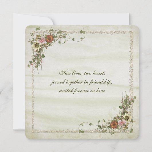 Goudglitter lijst met bloemkoolbriet kaart (Voorkant)