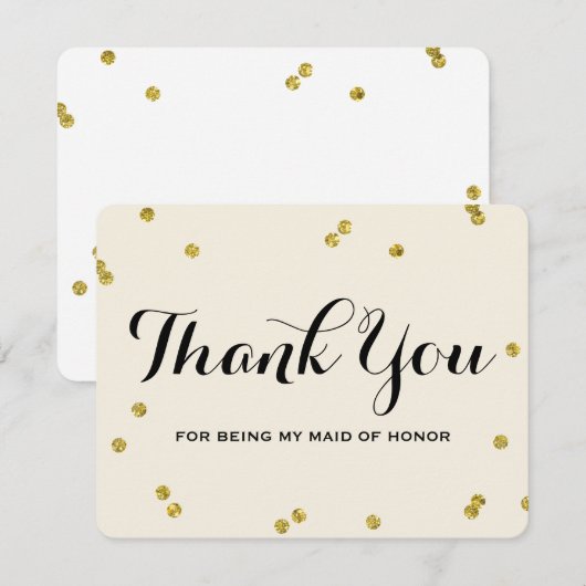 goudglitter | Maid of Honor bedankt kaarten (Voorkant / Achterkant)