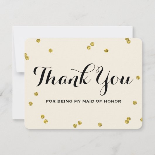 goudglitter | Maid of Honor bedankt kaarten (Voorkant)