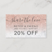 Goudglitter marmer ombre professioneel roos aanbevelingskaartje (Voorkant)