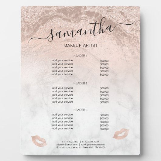 Goudglitter marmer van koper roos fotoplaat (Voorkant)