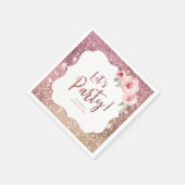 Goudglitter met roos en bloesem servet (Hoek)