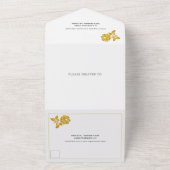 Goudglitter  met zwarte bruiloft all in one uitnodiging (Buitenkant)