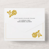 Goudglitter  met zwarte bruiloft all in one uitnodiging (Achterkant)