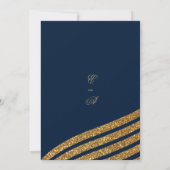 goudglitter navy blue geometric abstract bruiloft kaart (Achterkant)