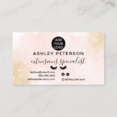 Goudglitter ombre roze penseelwimpers visitekaartje (Achterkant)