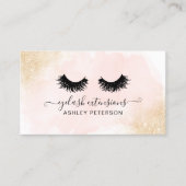 Goudglitter ombre roze penseelwimpers visitekaartje (Voorkant)