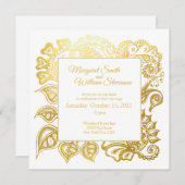 goudglitter ornament bruiloft kaart (Voorkant / Achterkant)