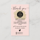 Goudglitter penseelstreek logo roze bedankt visitekaartje (Voorkant)