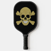 Goudglitter schedel en beenderen pickleball paddle (Voorkant)