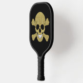 Goudglitter schedel en beenderen pickleball paddle (Links)