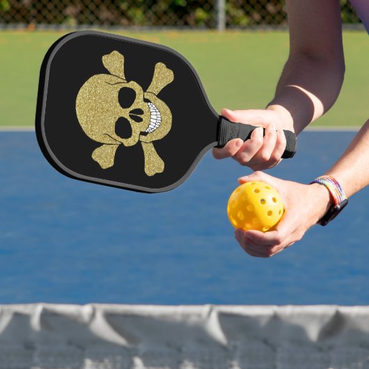 Goudglitter schedel en beenderen pickleball paddle (Insitu)