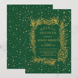 Goudglitter smaragdgroen vrijgezellenfeest kaart