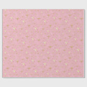 Goudglitter sterren, roze en goud cadeaupapier (Vlak)