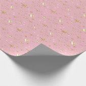 Goudglitter sterren, roze en goud cadeaupapier (Hoek)