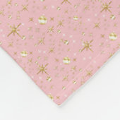 Goudglitter sterren, roze en goud fleece deken (Hoek)