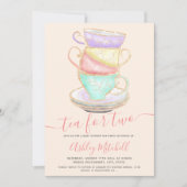 Goudglitter theebeker waterverf baby shower kaart (Voorkant)