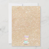 Goudglitter theebeker waterverf paars baby shower kaart (Achterkant)