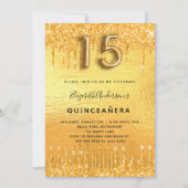 goudglitter van de partij Quinceanera druppelt gla Kaart (Voorkant)
