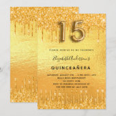 goudglitter van de partij Quinceanera druppelt gla Kaart (Voorkant / Achterkant)