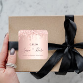 goudglitter van het roos van de verjaardag met uit vierkante sticker