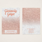 Goudglitter van marmer roos oorringen ketting logo visitekaartje (Voorkant /achterkant)