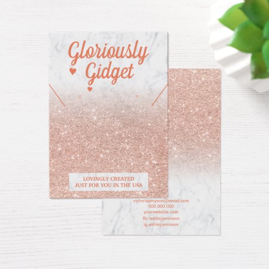 Goudglitter van marmer roos oorringen ketting logo visitekaartje (Bureau)