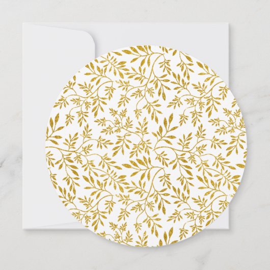 Goudglitter verlaat patroon moderne bruiloft kaart (Achterkant)