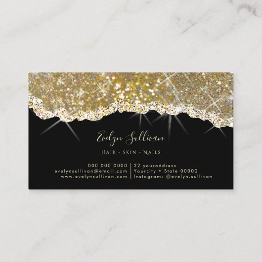 Goudglitter visitekaartje (Achterkant)