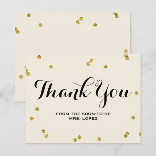 goudglitter | Vrijgezellenfeest dank u kaarten (Voorkant / Achterkant)