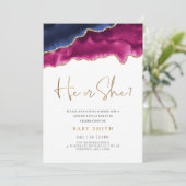 Goudglitter waterverf gender onthullen uitnodiging (Staand voorkant)