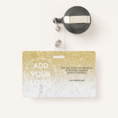 goudglitter white marmer logo werknemer foto pass badge (Achterkant met intrekbare)