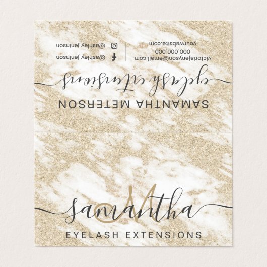 goudglitter witte marmer oog nazorg visitekaartje (Buitenkant ongevouwen)