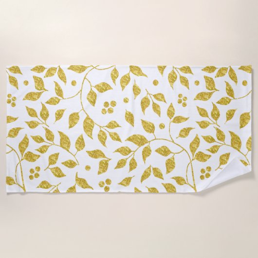 Goudglitterbladeren patroon strandlaken (Voorkant)