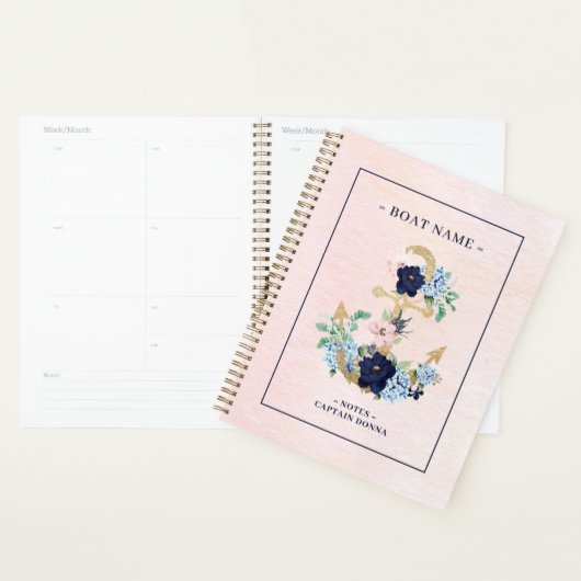 Goudglitterbootanker en mariene bloemen planner (Display)