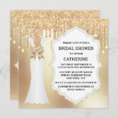 Goudglitterbridejurk elegant luxe shimmer kaart (Voorkant / Achterkant)