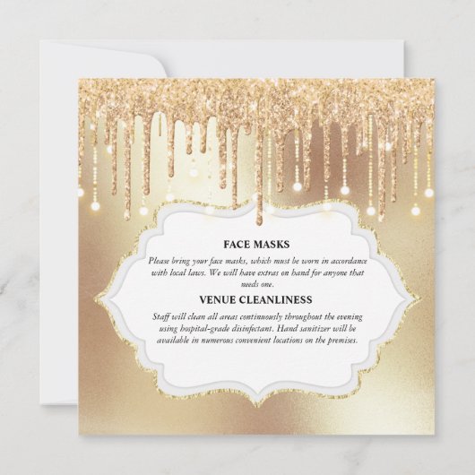 Goudglitterbridejurk elegant luxe shimmer kaart (Achterkant)