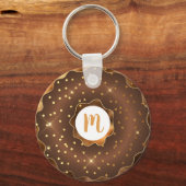 Goudglitterchocoladedoughnut monogram glazuur sleutelhanger (Achterkant)