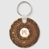 Goudglitterchocoladedoughnut monogram glazuur sleutelhanger (Achterkant)
