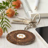 Goudglitterchocoladedoughnut monogram glazuur sleutelhanger (Zijkant)