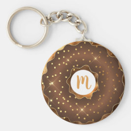 Goudglitterchocoladedoughnut monogram glazuur sleutelhanger