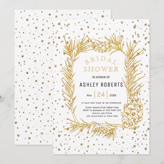 Goudglitterden, confetti winter vrijgezellenfeest kaart (Voorkant / Achterkant)