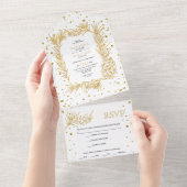 Goudglitterden en confetti winter bruiloft all in one uitnodiging (Afscheurbaar)