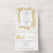 Goudglitterden en confetti winter bruiloft all in one uitnodiging (Binnen)