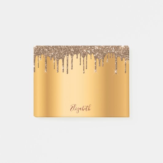 Goudglitterdrip metaalnaam post-it® notes (Voorkant)