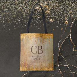 Goudglitterdruppels met een robuuste aanraakfuncti tote bag