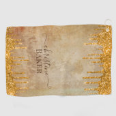 Goudglitterdruppels met nette aanraking golfhanddoek (Horizontaal)